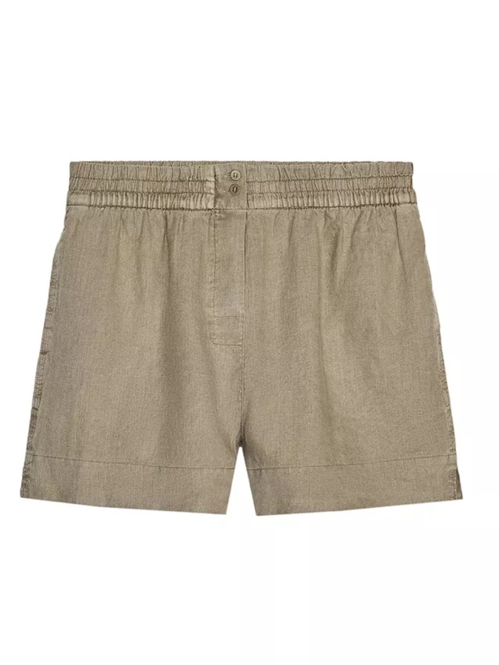 Zara 100% Linen Taupe Elastic-Waist Flat Front Shorts